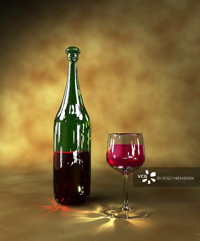 红酒瓶与酒杯艺术作品图片素材