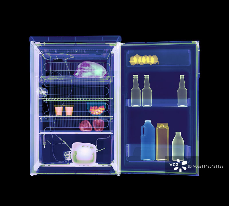 彩色X光冰箱图片素材