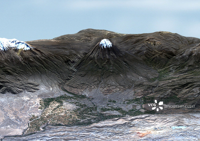 米斯蒂火山3D卫星图像图片素材