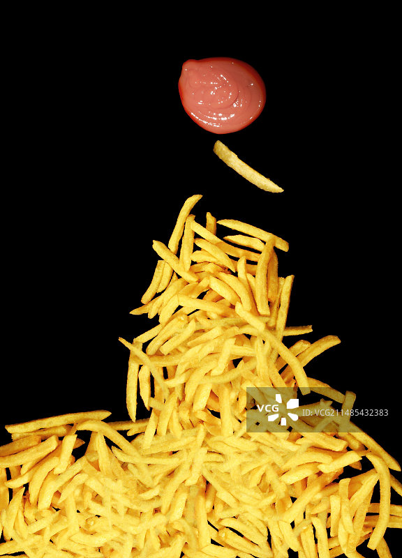 炸薯条和番茄酱图片素材