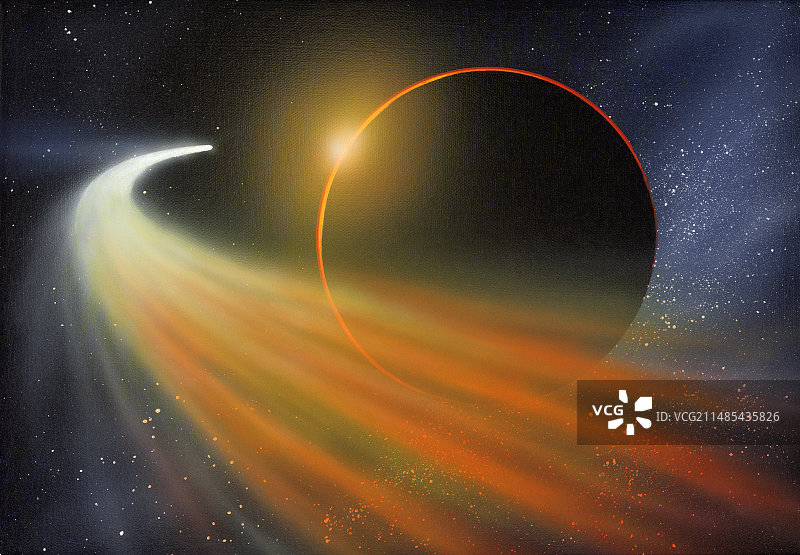彗星经过行星，艺术作品图片素材