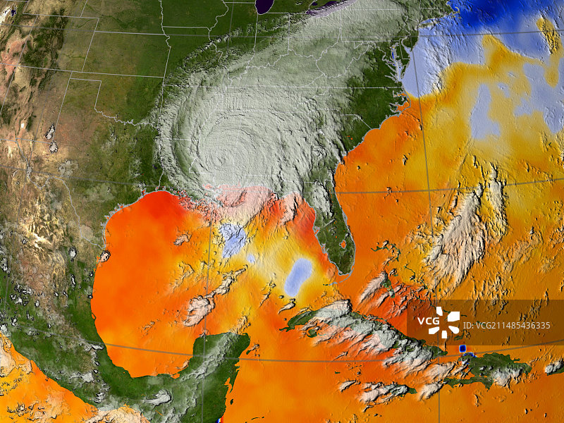 卡特里娜飓风海面温度图片素材