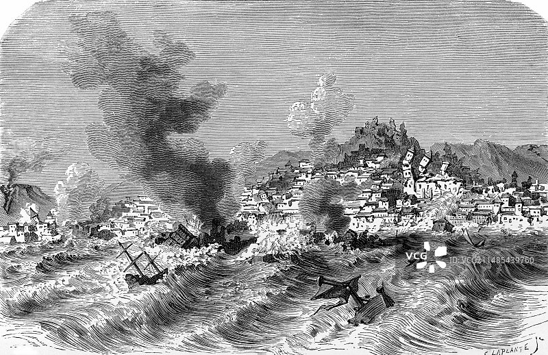 19世纪里斯本地震艺术作品图片素材