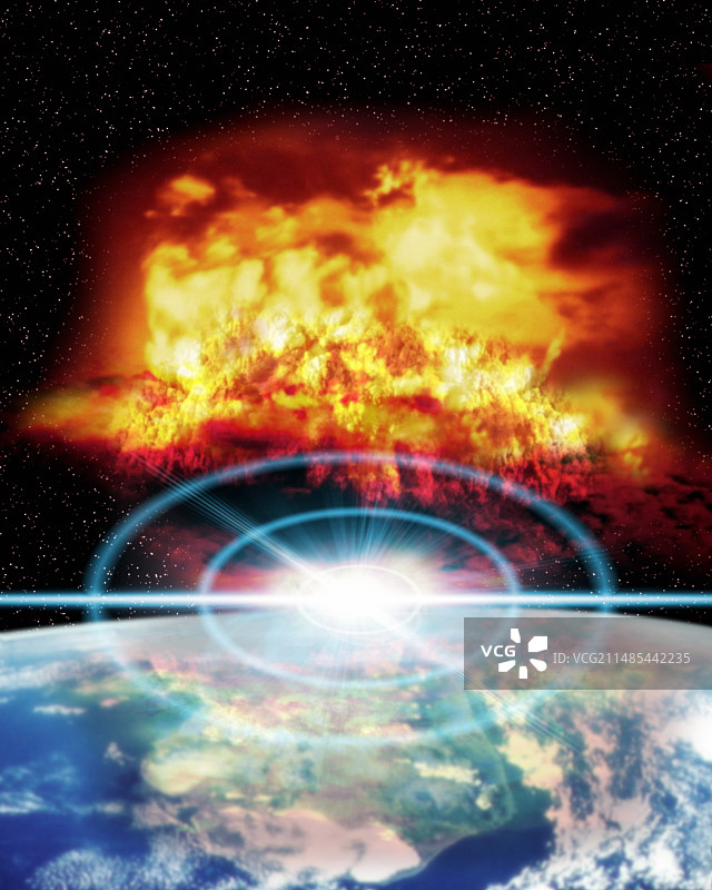 小行星撞击地球图片素材