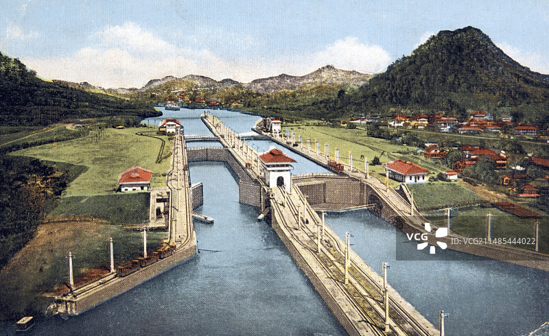 20世纪初的巴拿马运河图片素材