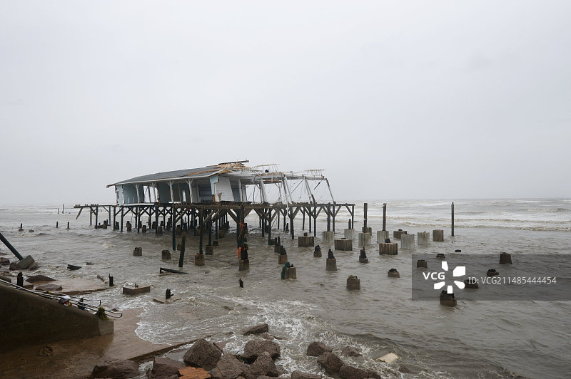 飓风艾克造成的破坏，2008年图片素材