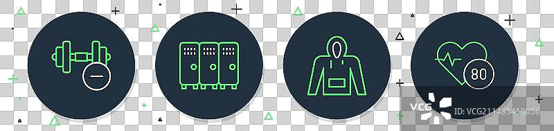储物柜或更衣室连帽衫哑铃线条锁定设置图片素材