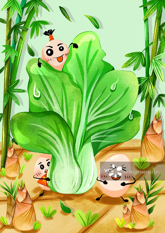 绿色系插画图片素材