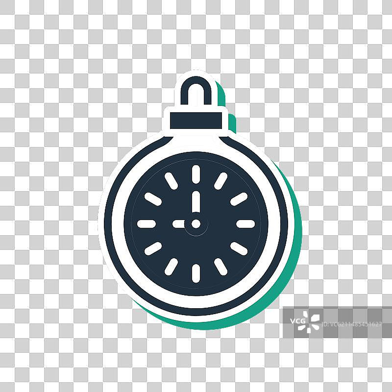 绿色背景上的蓝色怀表图标图片素材