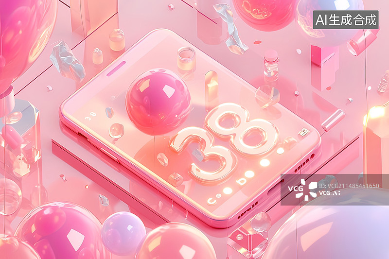 【AI数字艺术】妇女节数字"38"样式图片素材