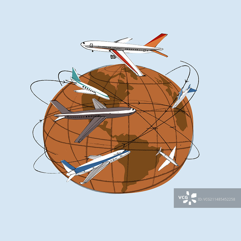 全球航空旅行概念艺术作品图片素材