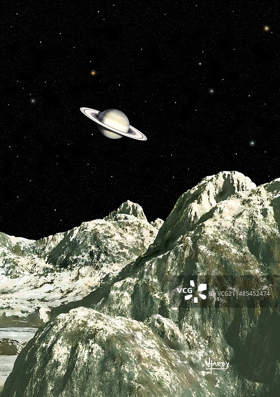 从伊阿佩托斯看到的土星图片素材
