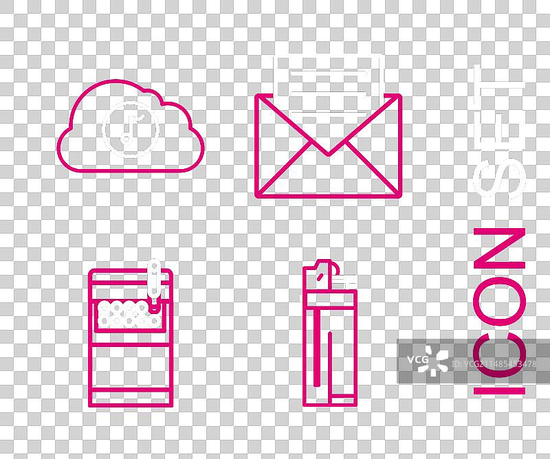 线条打火机打开的香烟盒图片素材