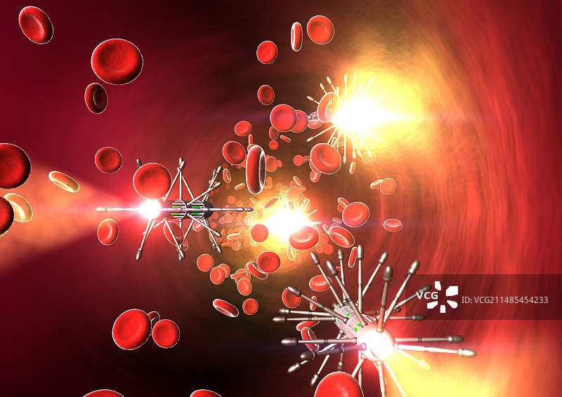 血液中的医用纳米机器人图片素材