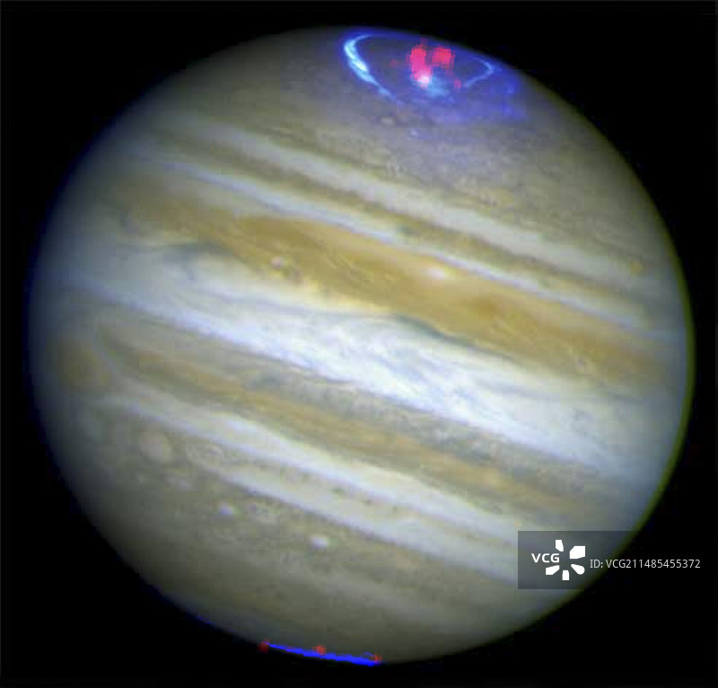 木星的极光，X射线和紫外线图像图片素材