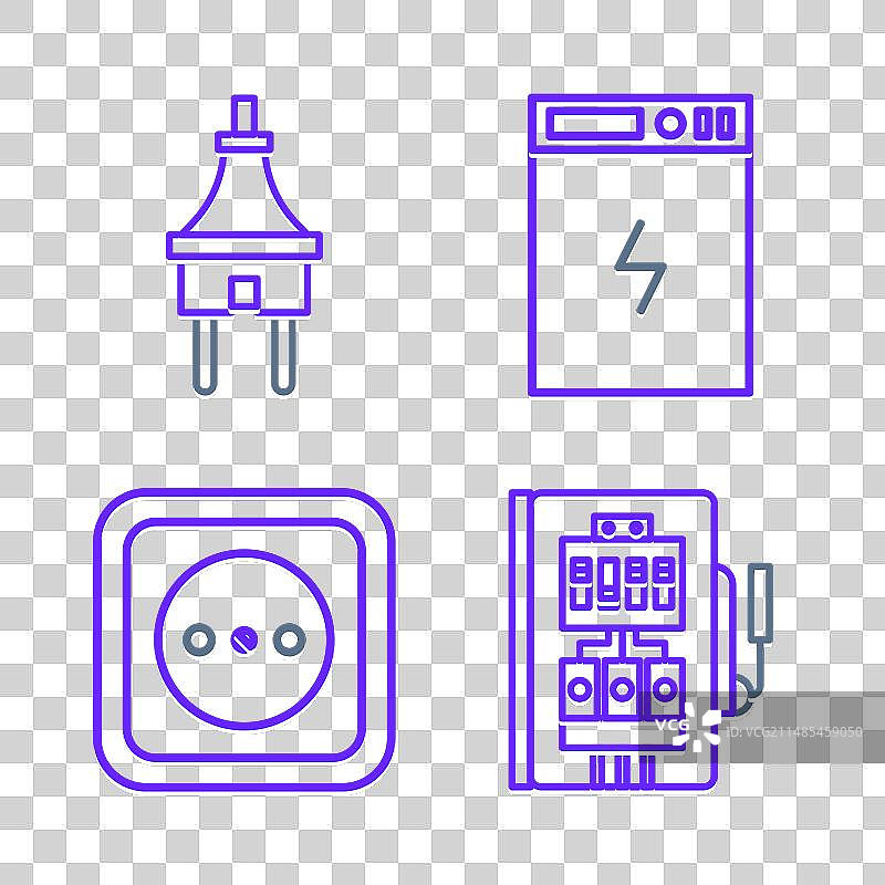 电源面板插座充电宝线性图标图片素材