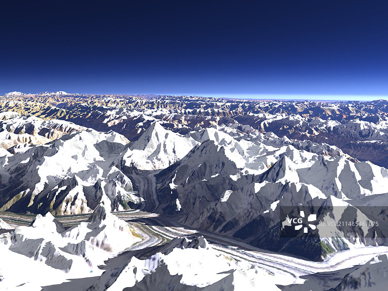 喀喇昆仑山脉，3D 计算机艺术作品图片素材