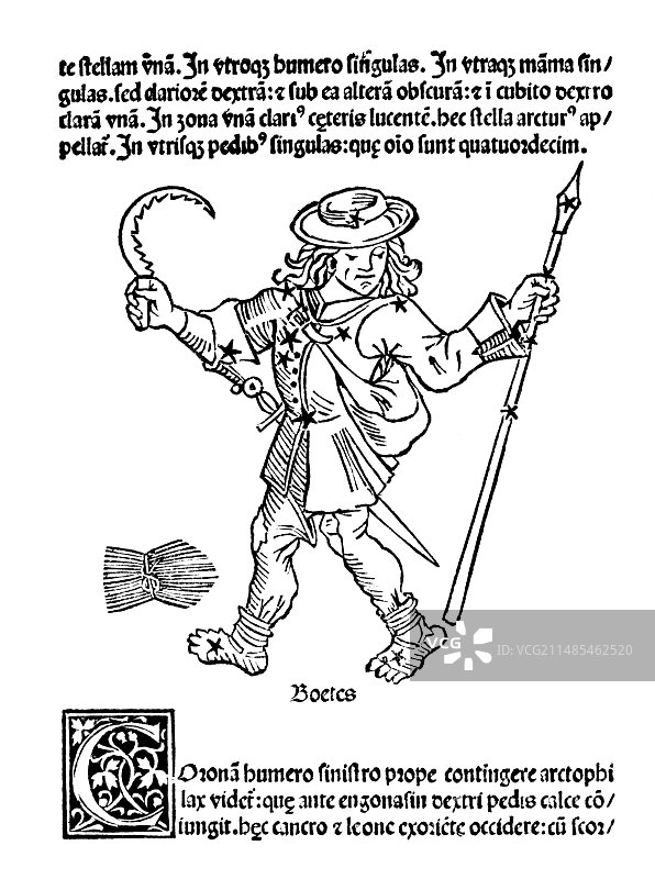 牧夫座星图，1482年图片素材