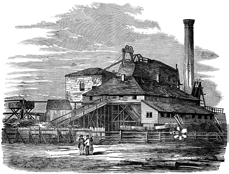 哈顿煤矿，19世纪煤矿图片素材