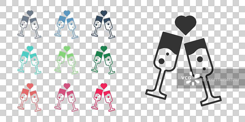 白色背景上的黑色香槟酒杯图标图片素材