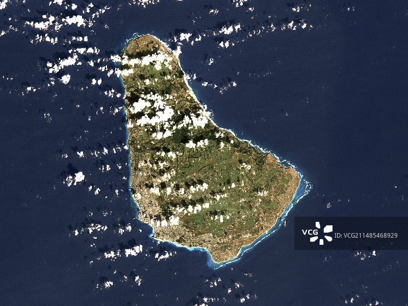 巴巴多斯卫星图像图片素材