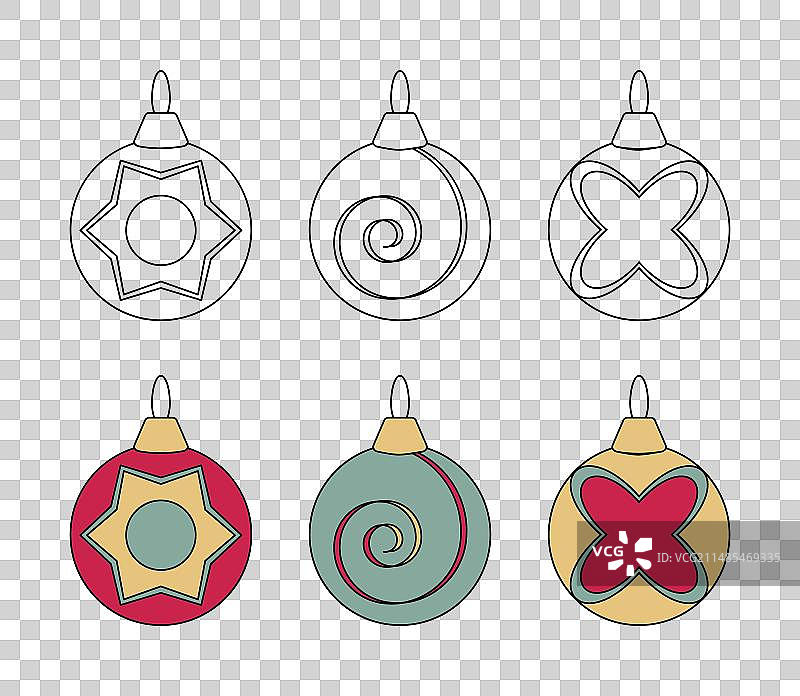 黑色轮廓装饰彩球图标集图片素材