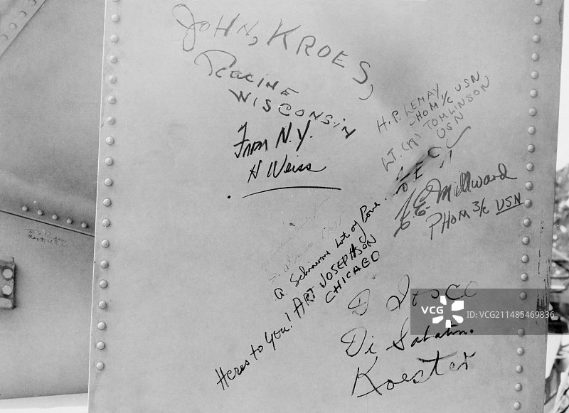 1945年“胖子”原子弹签名图片素材