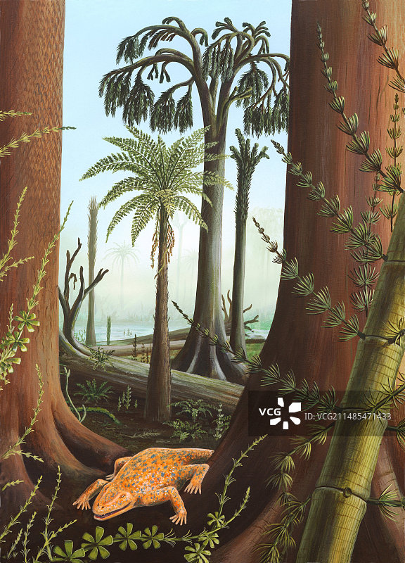 石炭纪两栖动物艺术图图片素材