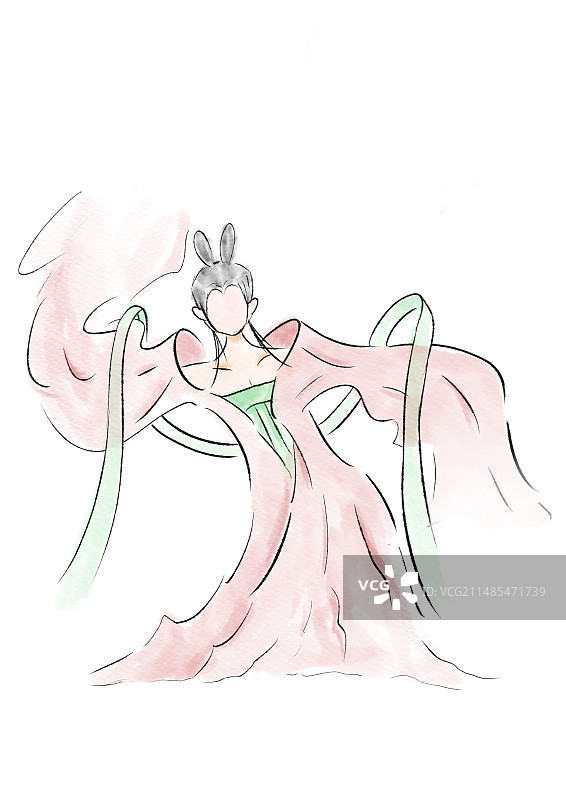 跳舞的古风水墨人物图片素材