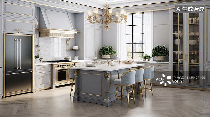 【AI数字艺术】高档家居厨房场景图片素材