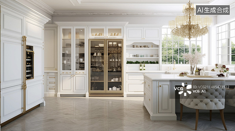 【AI数字艺术】高档开放式厨房设计图片素材