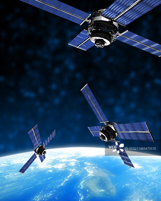 环绕地球的卫星（艺术作品）图片素材