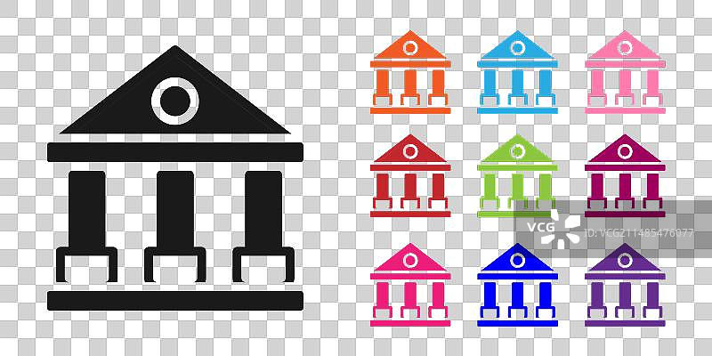 白色背景上的黑色法院大楼图标图片素材