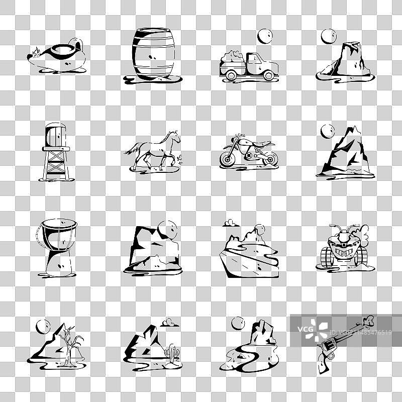 沙漠景观标志Glyph图标套装图片素材