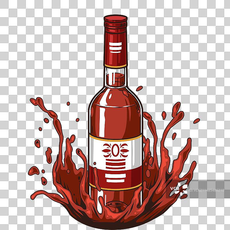 复古彩色葡萄酒瓶徽章图片素材