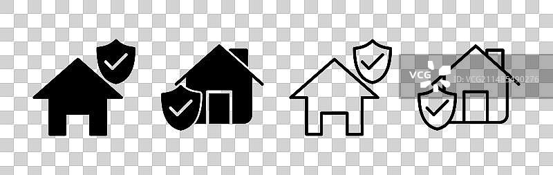 房屋保险房屋盾牌保护标志图片素材