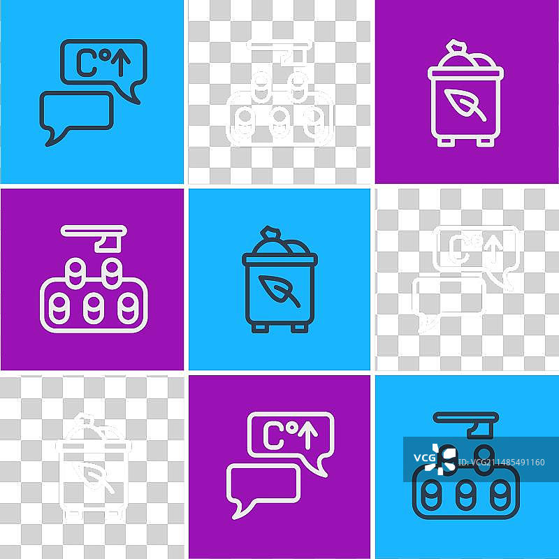 全球变暖可回收垃圾箱线条图片素材