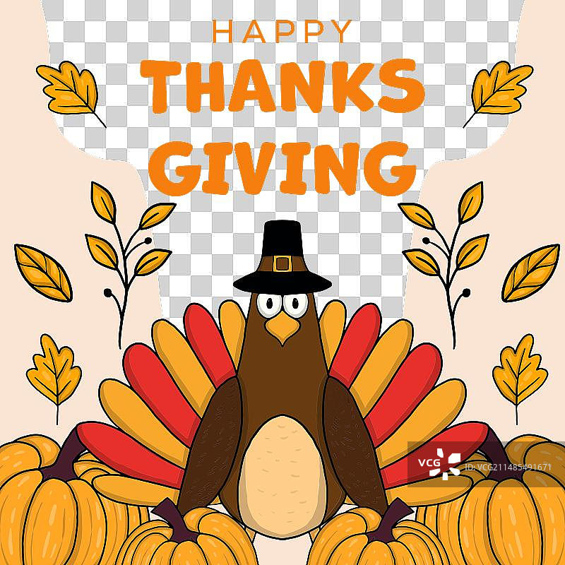 手绘感恩节火鸡设计图片素材