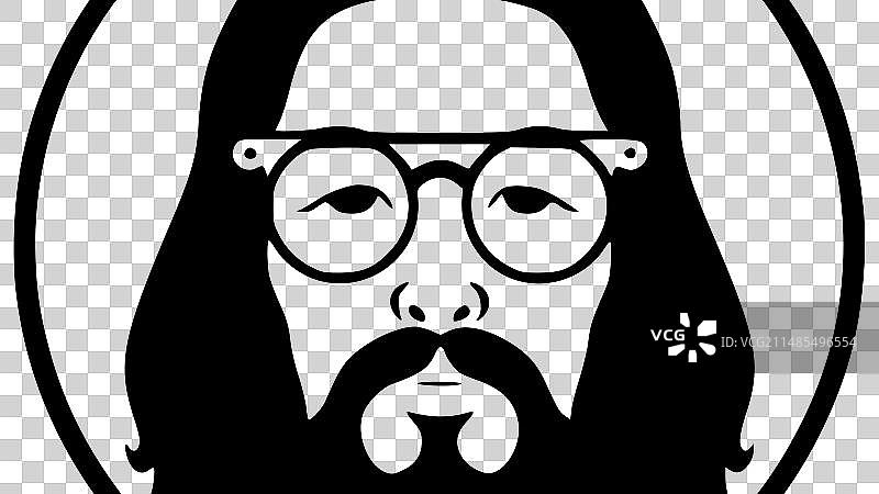 嬉皮士黑白隔离图标图片素材