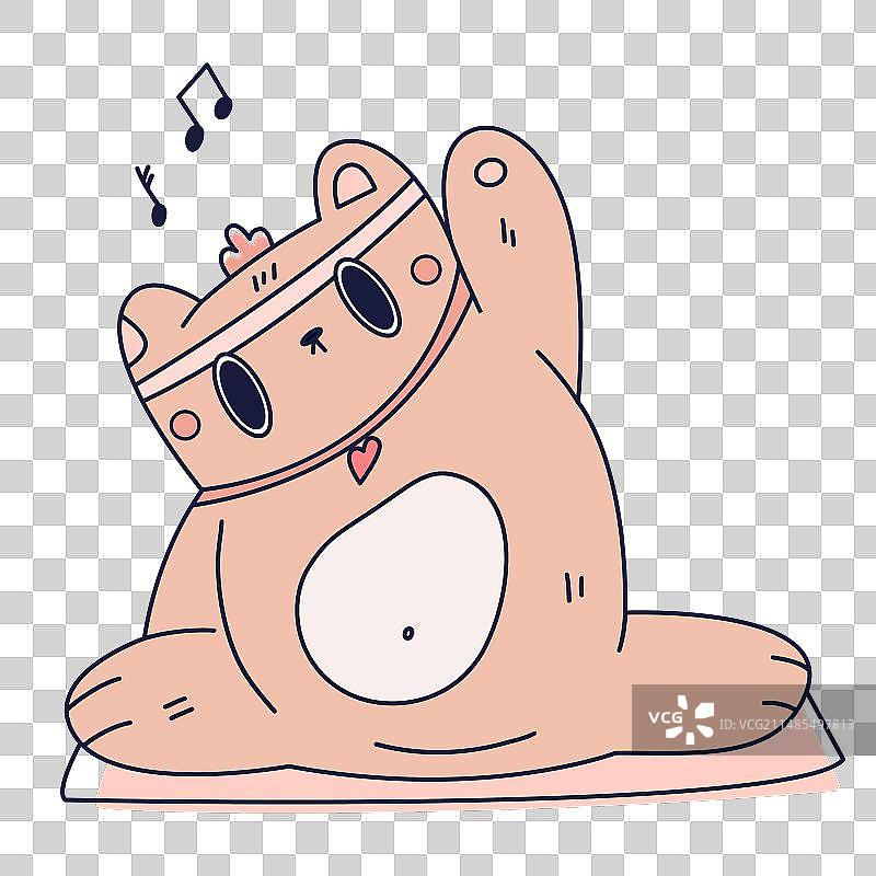 可爱粉色卡通熊贴纸图片素材