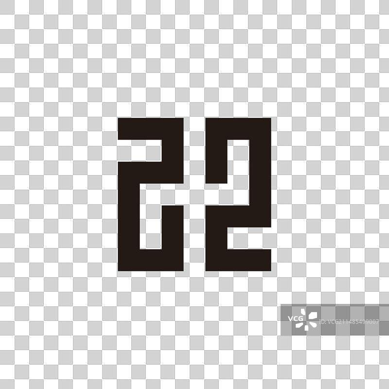 数字22方形几何简约标志图片素材