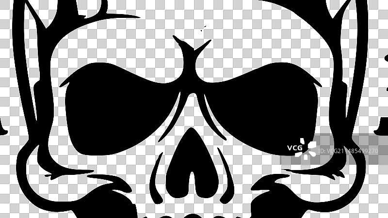 骷髅-黑色和白色孤立的图标图片素材