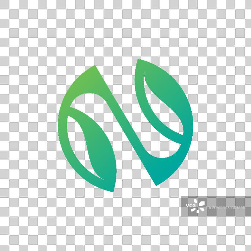 现代字母N自然叶绿色环保标志设计图片素材