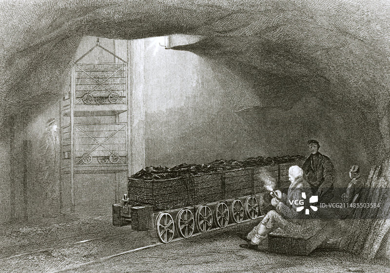 1850年纽卡斯尔煤矿开采图片素材