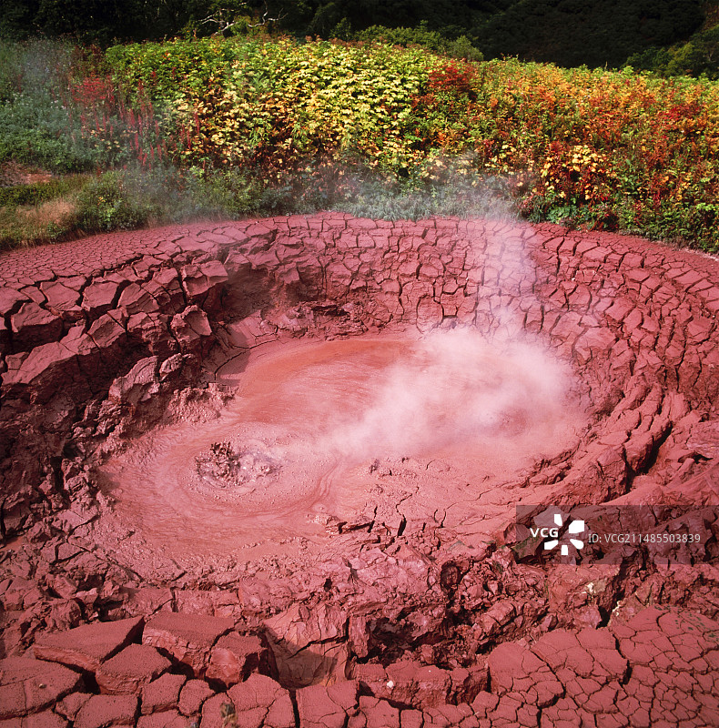 俄罗斯堪察加半岛的沸腾泥浆池图片素材