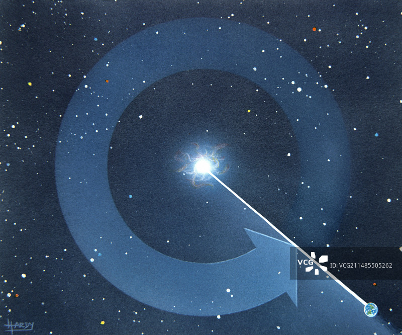 蟹状星云脉冲星和地球的艺术作品图片素材