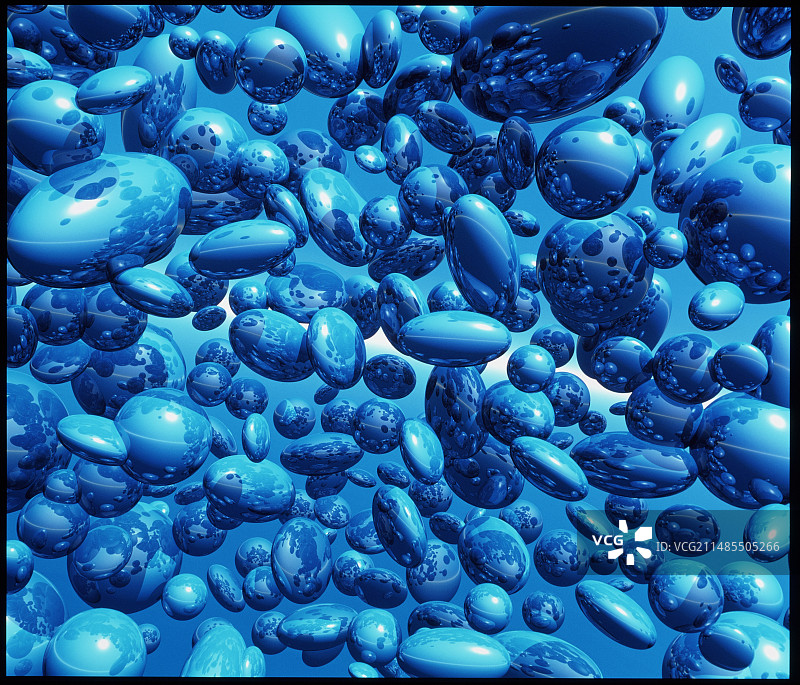 蓝色球体的电脑艺术作品图片素材