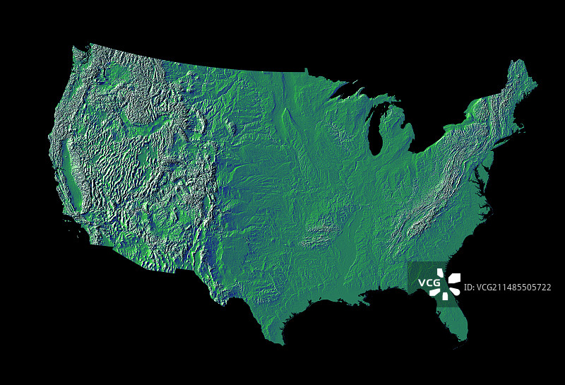 美国大陆数字阴影地图图片素材