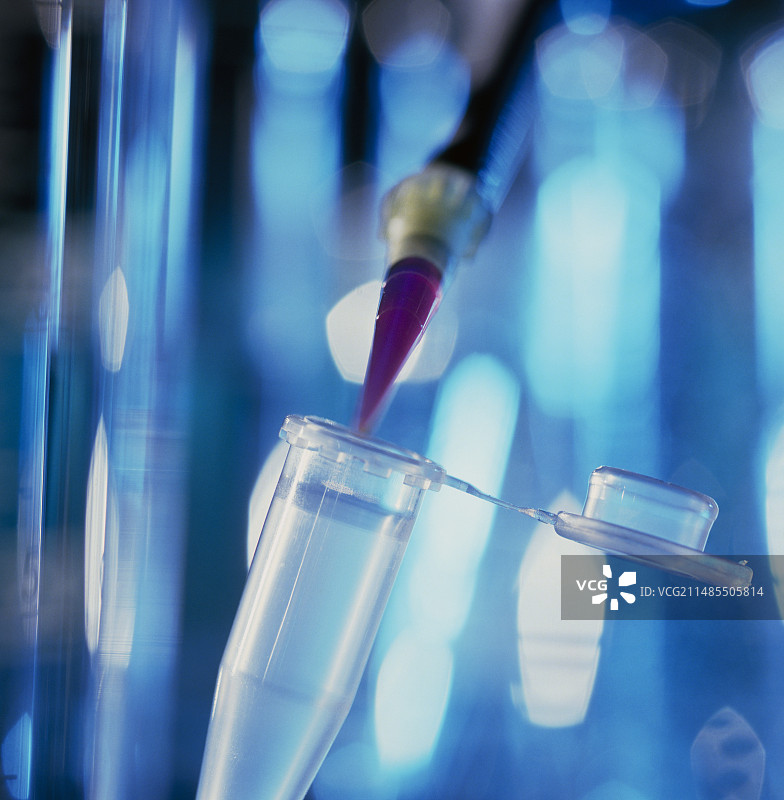 移液器将溶液移入微量管图片素材