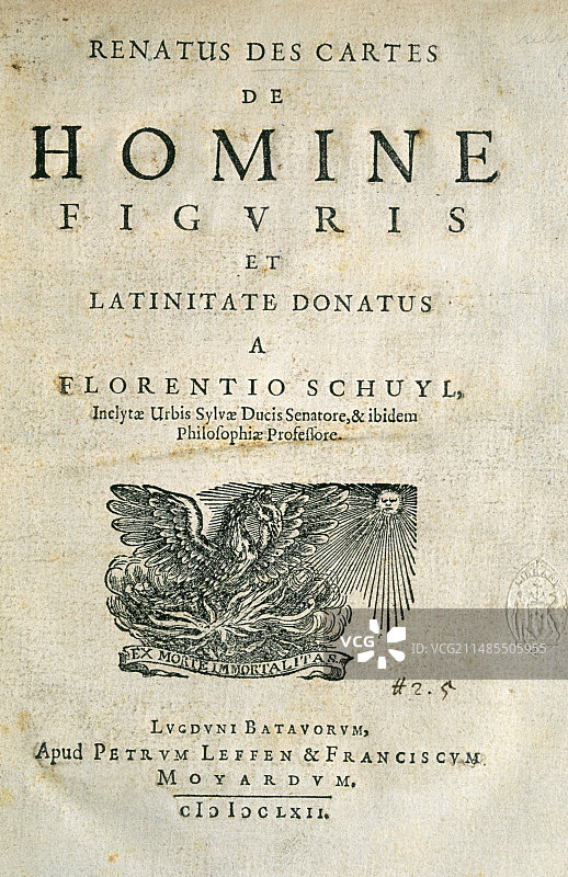 笛卡尔《论人》生理学书籍封面图片素材